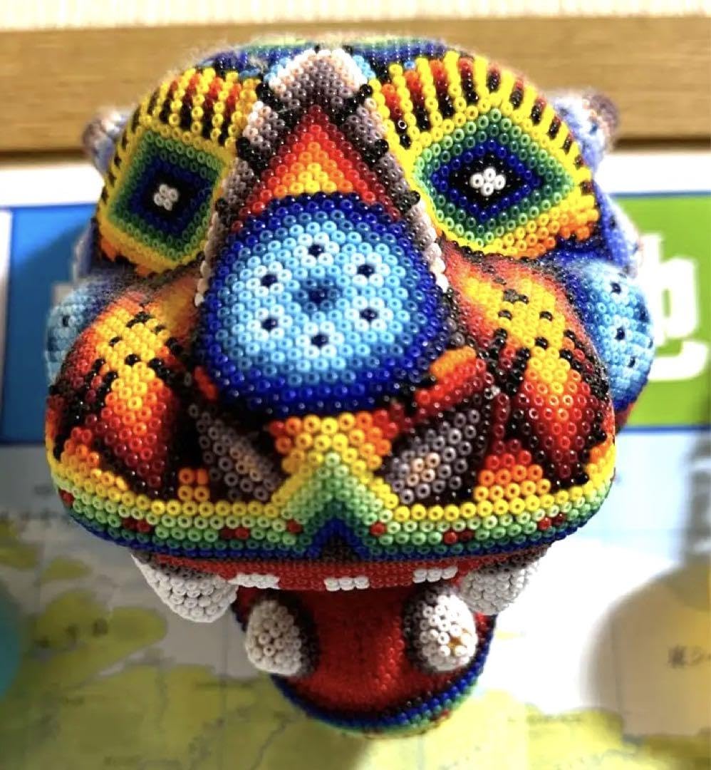 伝統工芸品☆一点物】ウィチョル族 ビーズアート オブジェ クリスマス