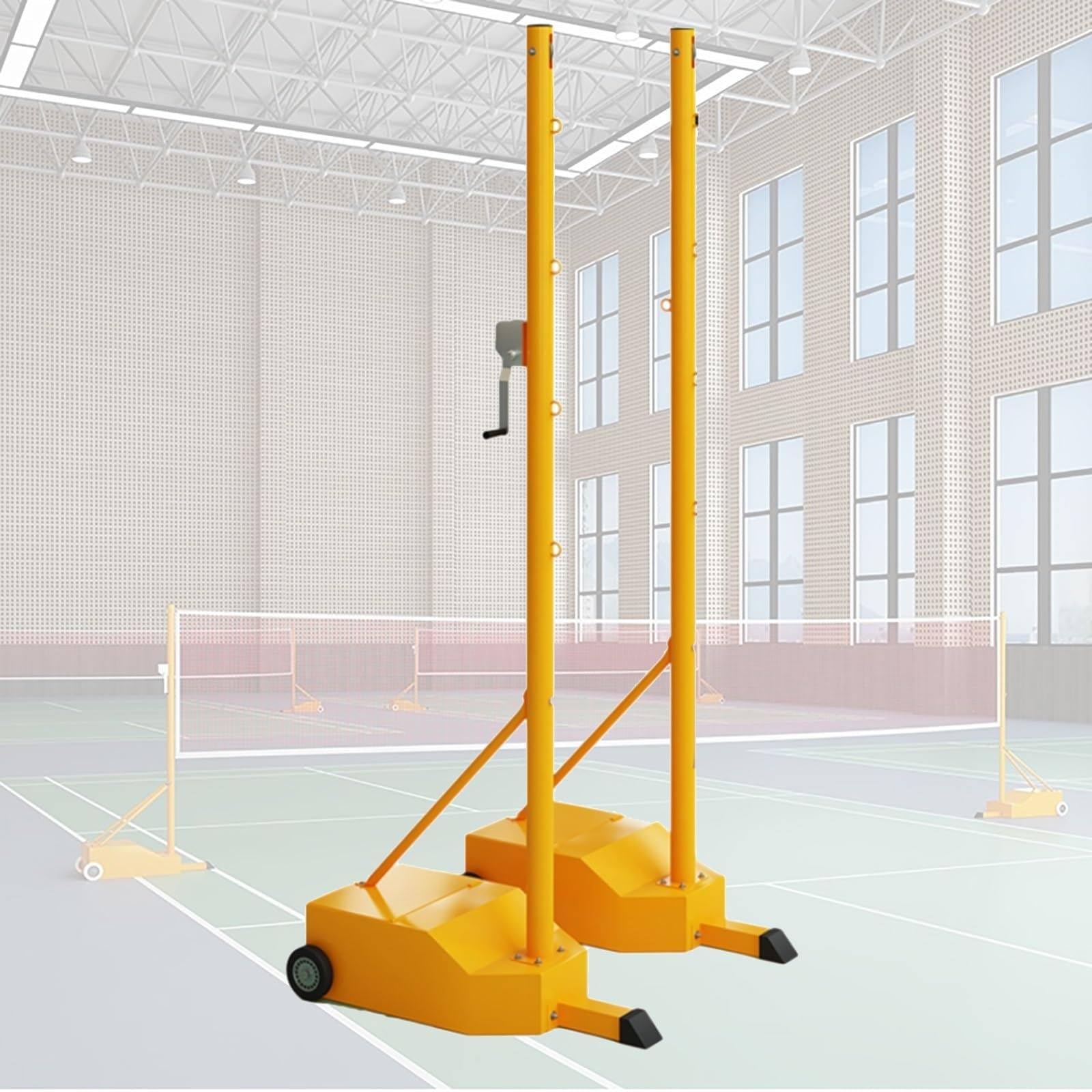 1.55M Badminton Net Stand Portable Badminton Net Frame Poles, Freestanding Sport Training Equipment with Pu Wheels, Easy to Move, for Court Beach Driveway