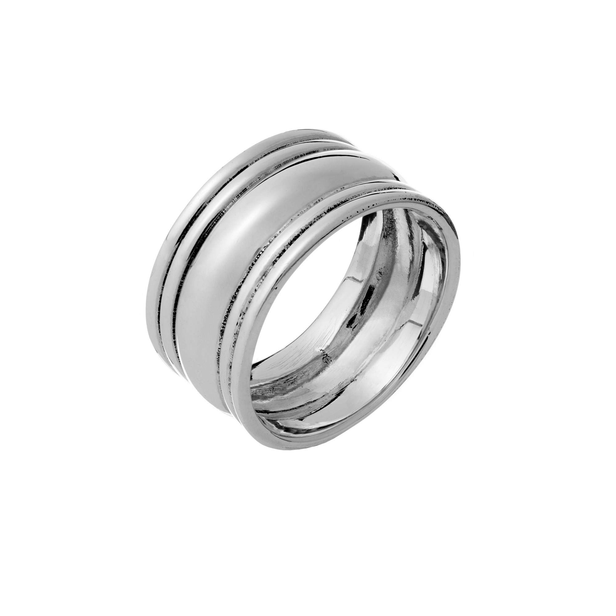 Silverly Anello a Barilotto Spesso in Argento Sterling per Donna | Anello a Fascia Larga Scanalata in Argento 925 per Uomo | Anelli Curvi Lucidi | Regalo di Compleanno per Figlia