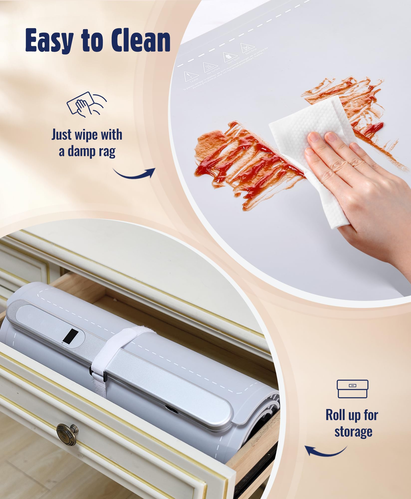 Warming Mat for Food Extra Large, Electric Warming Mat Foldable, Food Warming Mat for Countertop, Graphene Silicone, Fast Heating, 6 Gear Temperature Control with Timer Setting, for Daily Lives