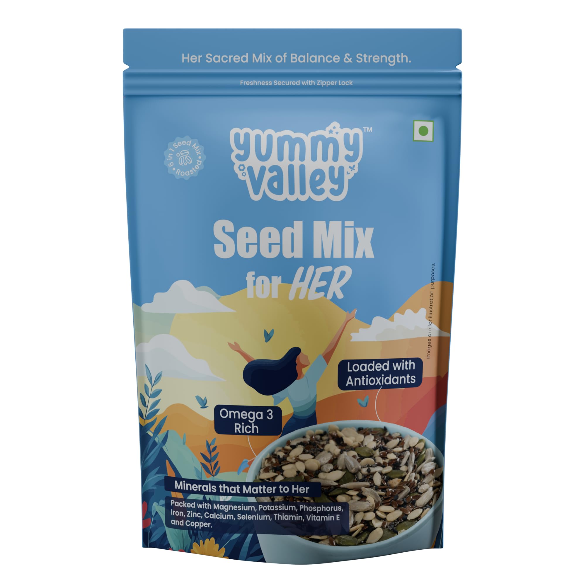 Yummy Valley Seed Mix for Her | Omega 3 Rich Super Seeds | Gluten Free | High Plant Protein & Dietary Fibre | No Refined Sugar | Women’s Daily Nutrition | 230 g-image-28