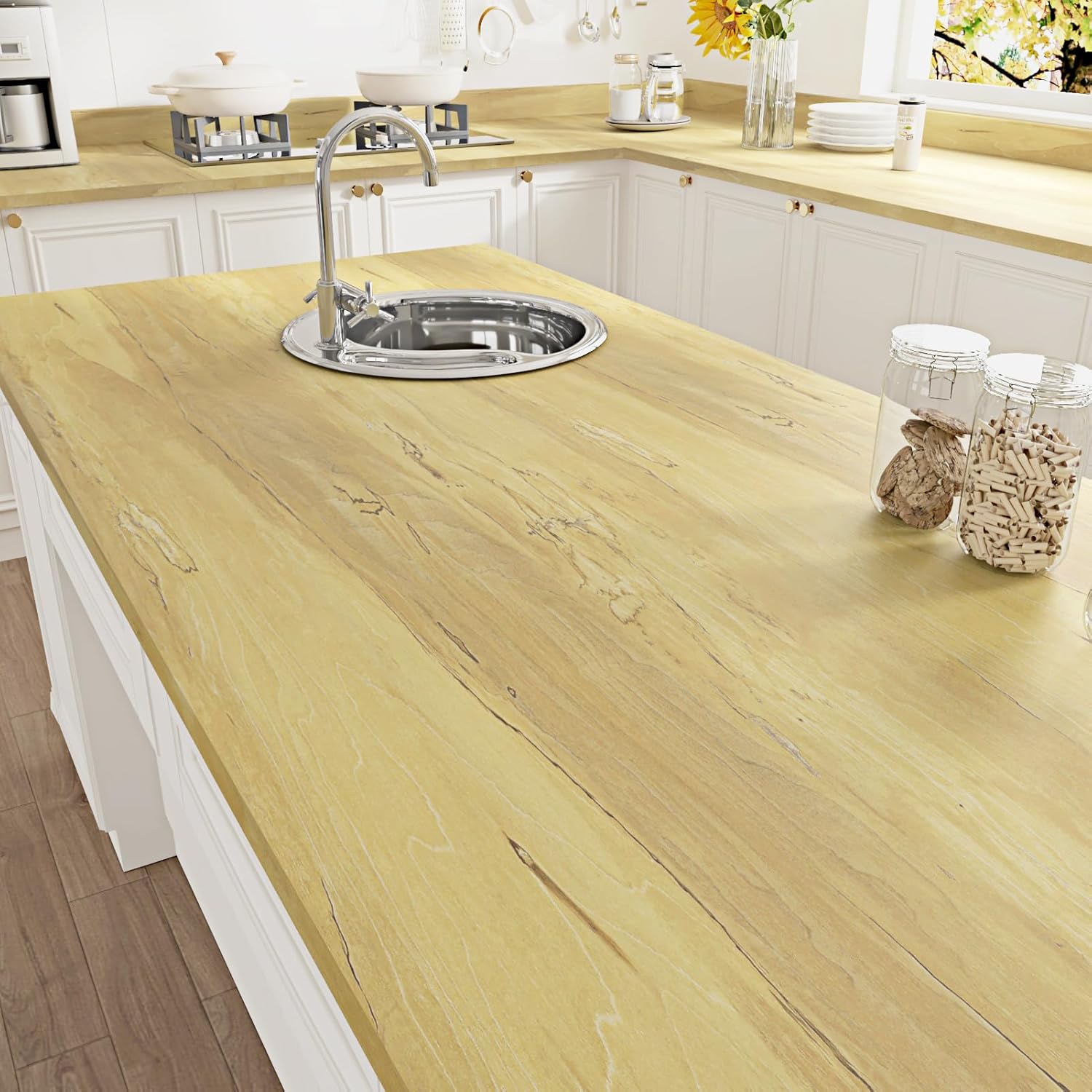Wallercity Vintage Brown/Yellow Wood Grain Peel and Stick Wallpaper Self Adhesive Wood Look Contact Paper for Countertops Waterproof Natural Wooden Wall Paper Wrap for Cabinets Pantries 15.8''x78.7''