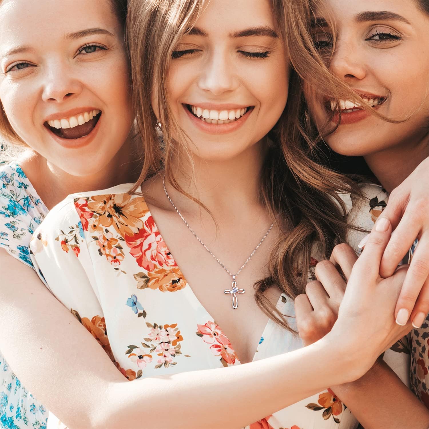 925 Sterling Silver Necklace for Women Cross Necklace Birthstone Necklaces Birthday - Image 5