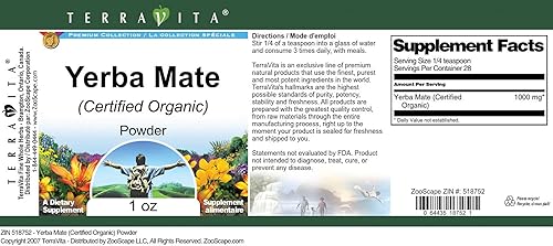 Miniatura 4 de Yerba Mate (Certificado Orgánico) Polvo (1 oz, ZIN 518752) - Paquete de 3