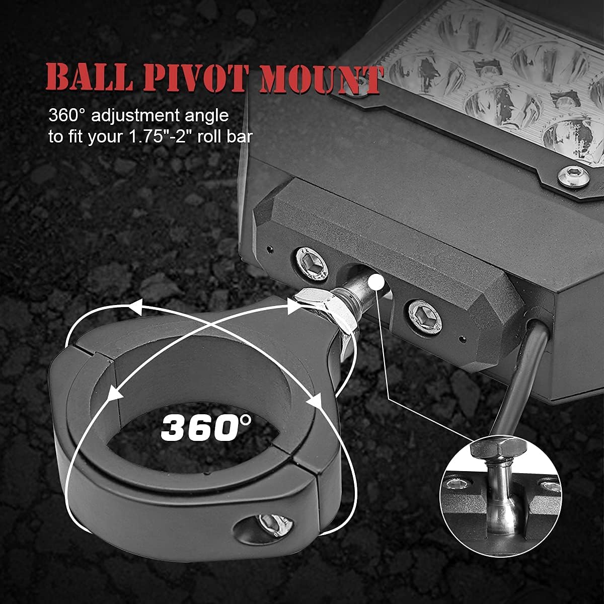 WeiSen Break Away Side Rear View Mirror with LED Light Fits 1.75" - 2" Round Tube Roll Bar Compatible with Polaris RZR Ranger Maverick X3 Talon Mule Teryx UTV ATV