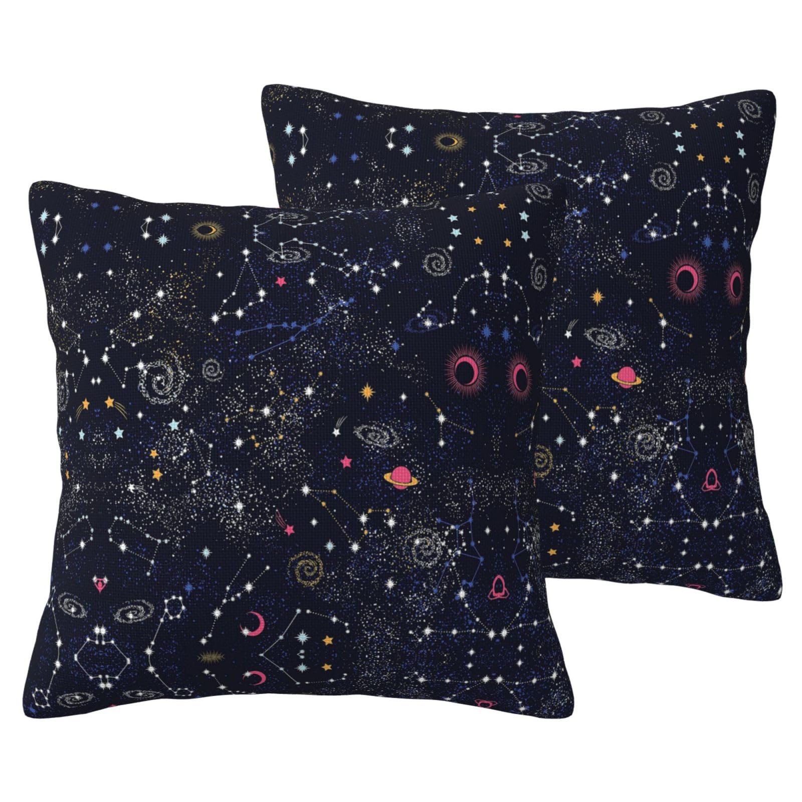 Housses coussin motif constellation amas étoiles lot de 2 simili lin déco chambre salon