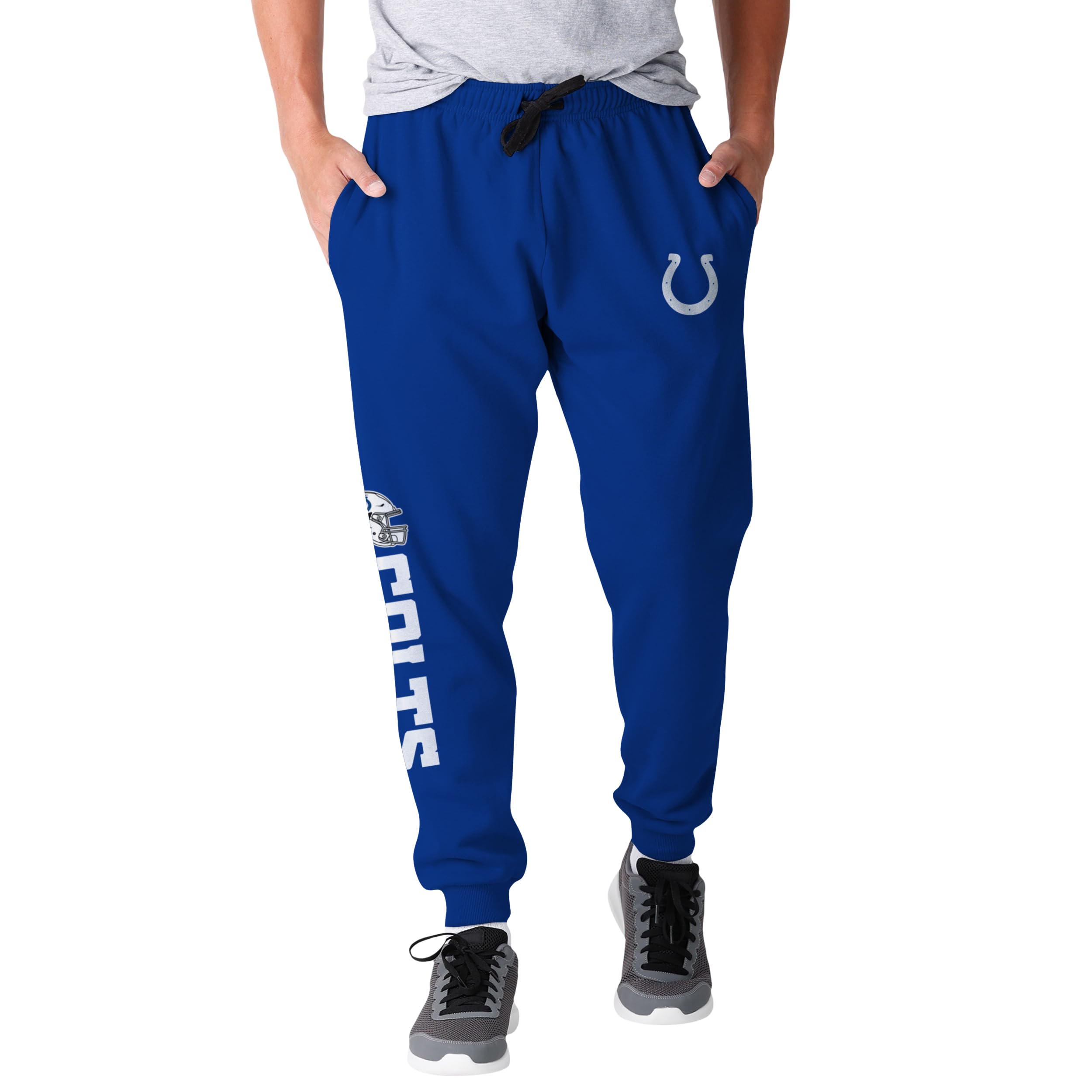 FOCO NFL Men's Officially Licensed Team Color Primary Logo Helmet Football Sweatpants Joggers Pants, Indianapolis Colts, X-Large