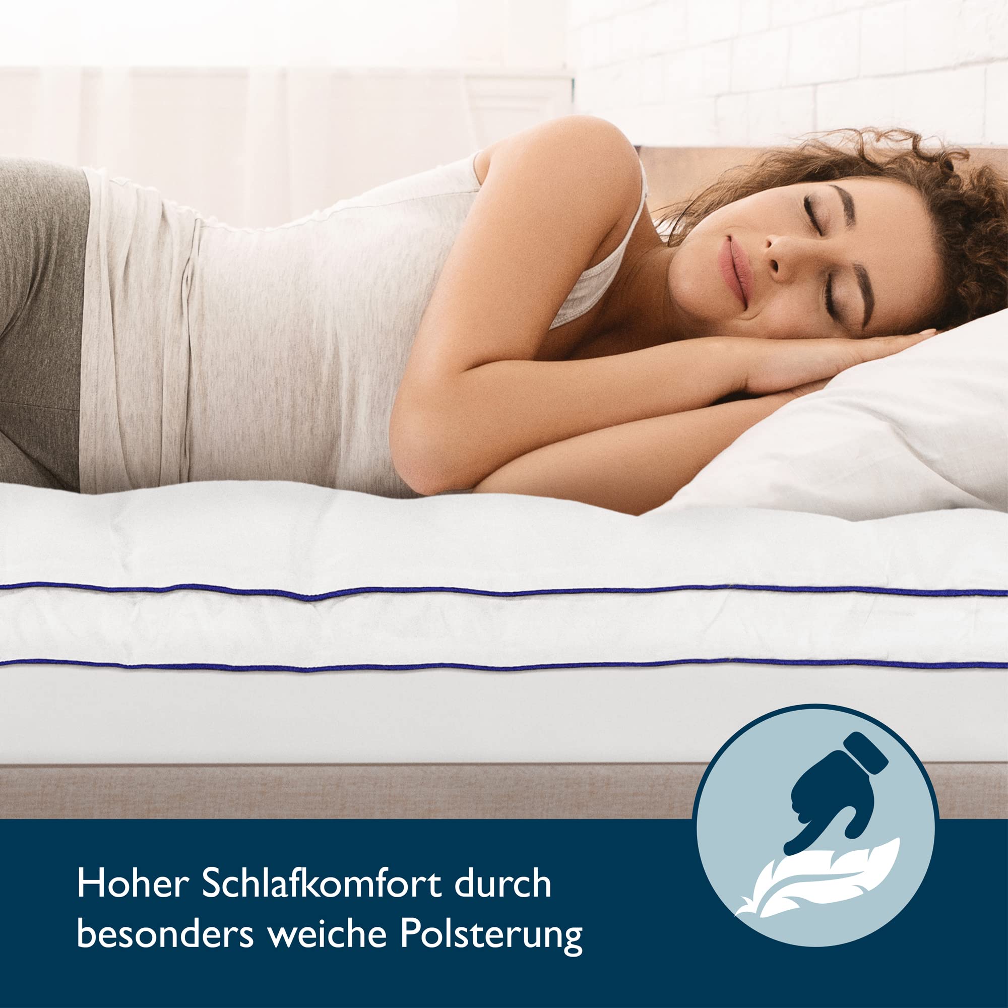 Beautissu Matratzentopper mit integriertem Spannbezug Boxspringbett Höhe | 140x200cm Matratzen Topper Matratzenauflage 3 dick rutschfest Matratzenschoner 140x200 MT Base