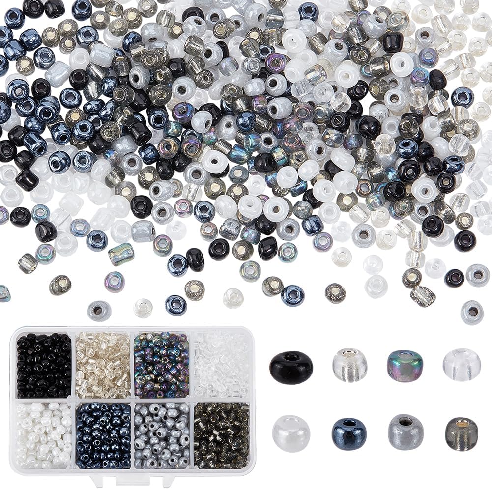 PH PandaHall Elite About 1440 Pcs 6 0 Glass Seed Beads Lined Pony Bead Tiny Spacer Czech Beads Diameter 4Mm For Jewelry Making 8 Colors 6/0 - Diameter 4mm 8 Colors-1440 Pcs 8