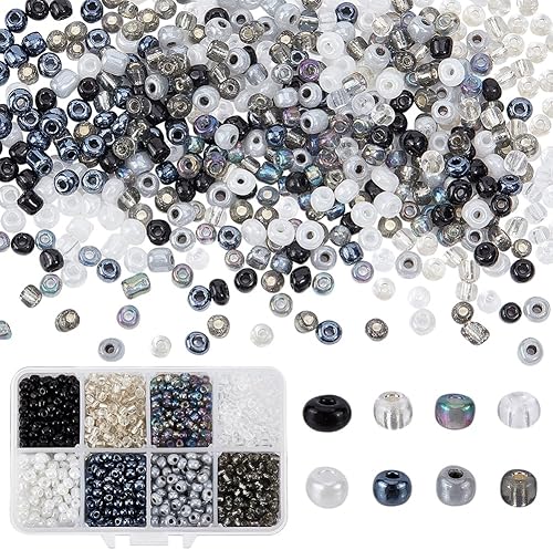 Miniatura 7 de PandaHall Elite mostacillas redondas multicolor surtidas de 4mm con caja contenedora paquete económico 1440 piezas aprox Mezcla 60 transparente Azul