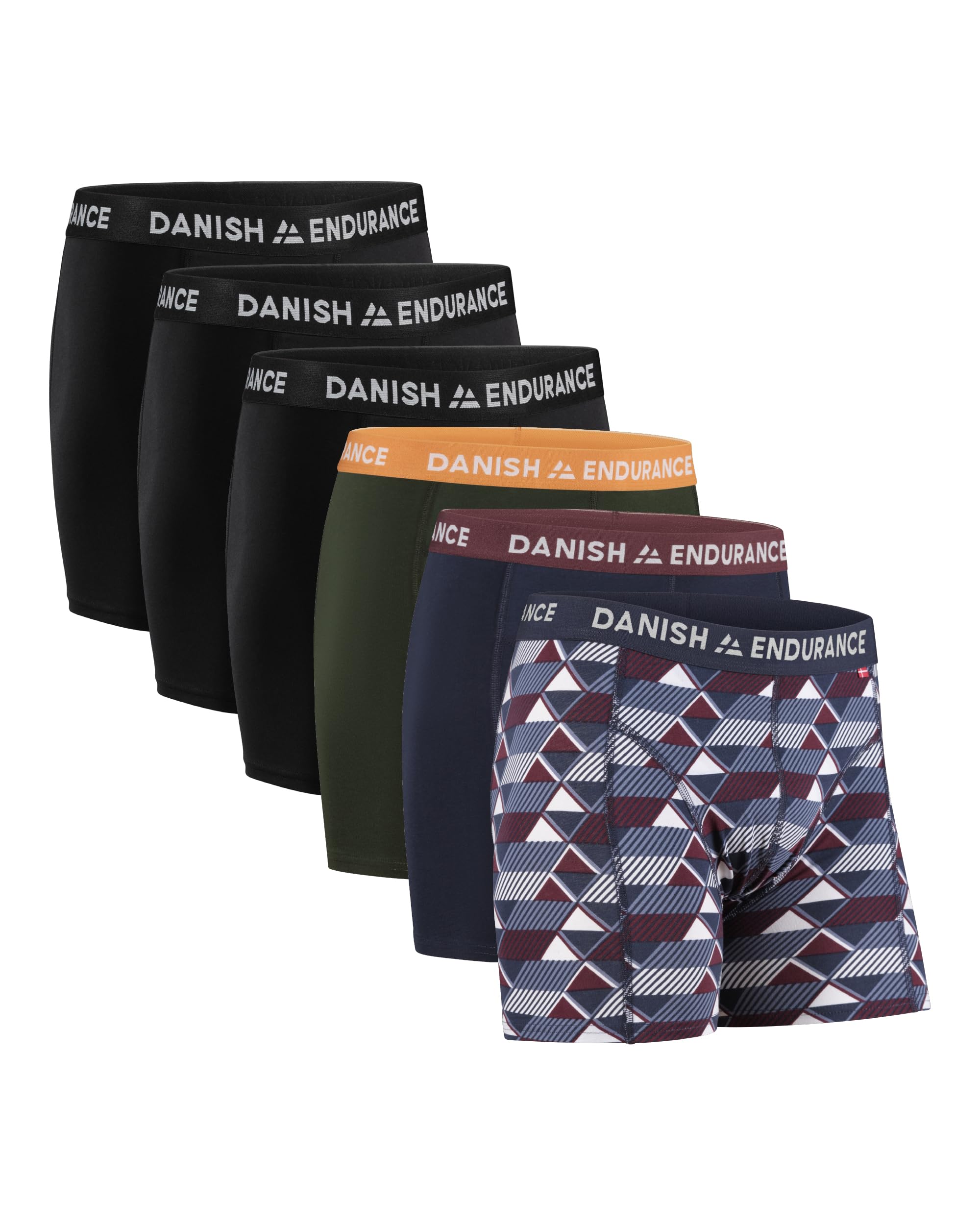 DANISH ENDURANCECotton Boxers for Men with Optional Fly, Mens Boxers Shorts Multipack, Stretchy Men's Underwear Trunks, Soft, Breathable, 6 PackOEKO-TEX STANDARD 100