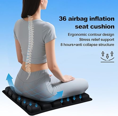 Miniatura 4 de Cojín de asiento de viaje para avión  Cojines inflables de asiento de célula de aire 3D, cojín ergonómico de viaje para vuelos largos, cojines de