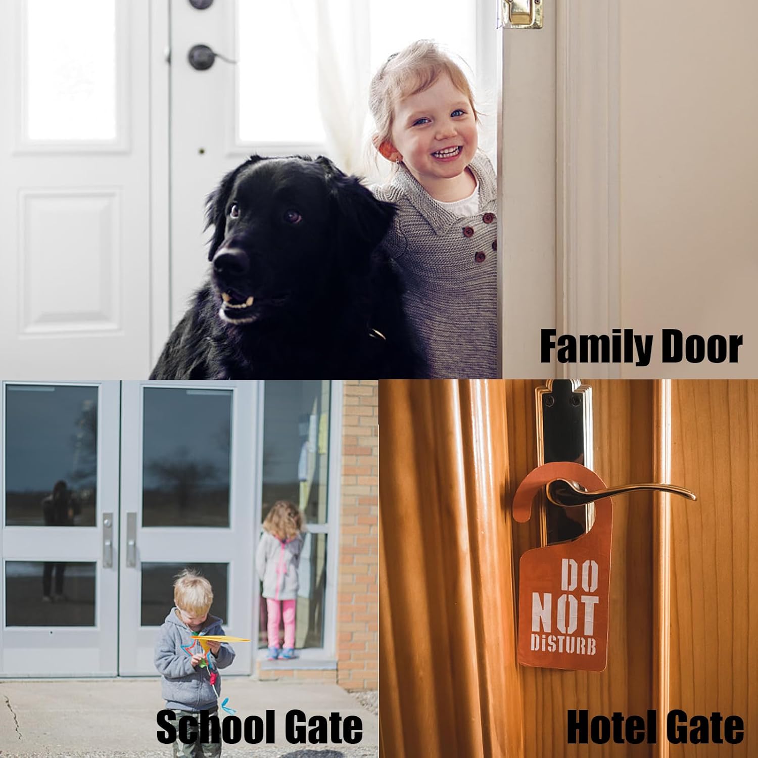 Door Latch Guard Plate 11 Inch, Outswing Door Security Latch Cover to Prevent Unauthorized Entry, L-Shaped Extra Door for Home/Hotel/School/Office Door Security, 1pc(Black)