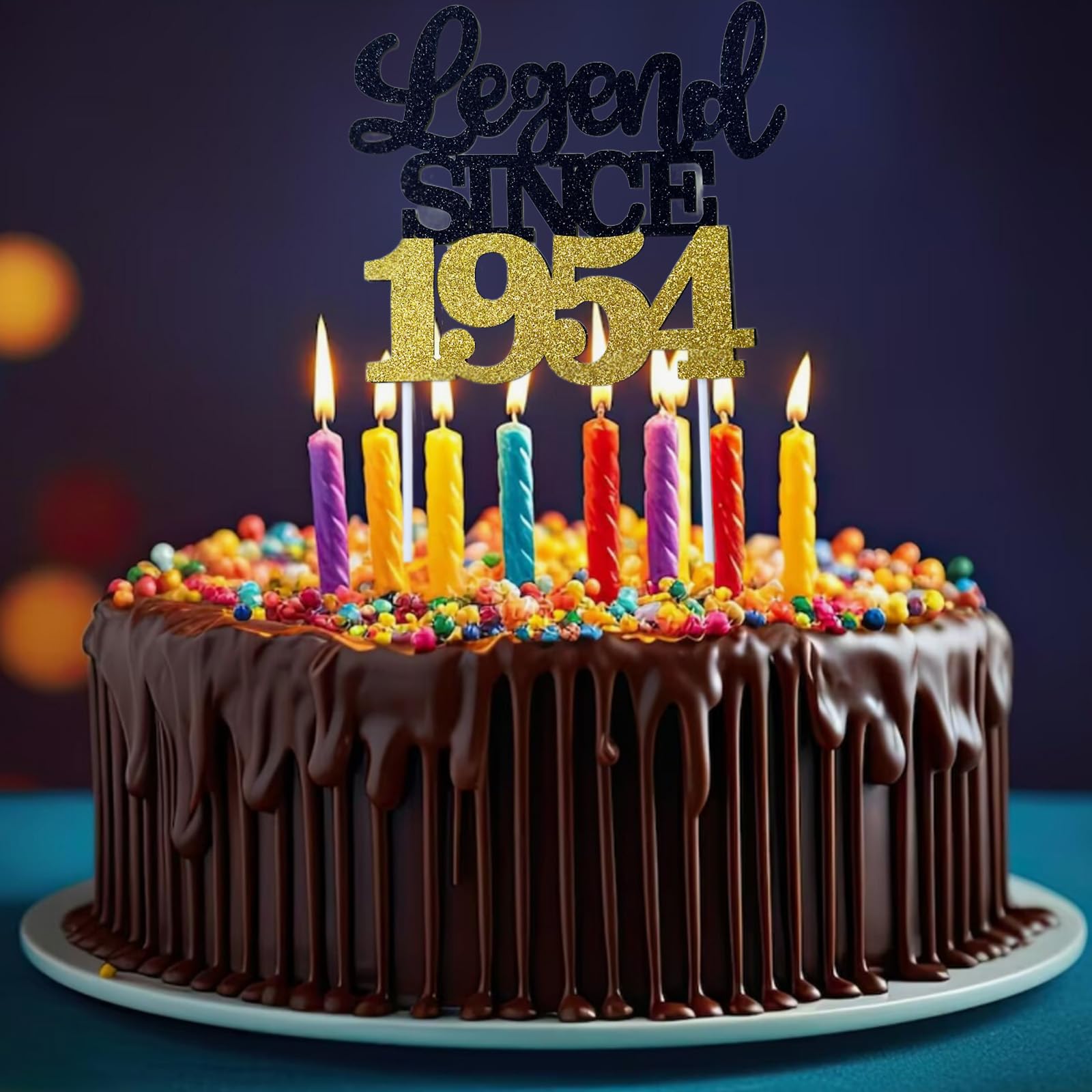 Rsstarxi Tortenaufsatz „Legend Since 1955“ – Glitzernd, Für 70. Geburtstag, Hochzeit & Mehr