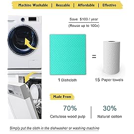MoLKENE Swedish Dish Cloths - 10 Pack Reusable Kitchen Dishcloths - Ultra Absorbent Dish Towels for Washing Dishes - Cellulose Sponge Cloth Cleaning Rag - Assorted