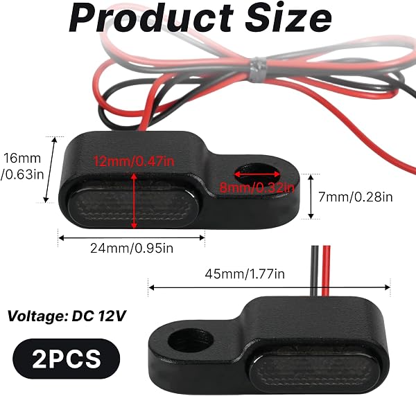 JiaHeHe 2 Stück Mini Motorrad LED Blinker 12V E24 E Geprüft Mit 3 LED, Kompakte Aluminium Microblinker IP67 Wasserdicht, Mini Motorrad Blinker Mit E Nummer, Universal 12V Blinklicht - 2