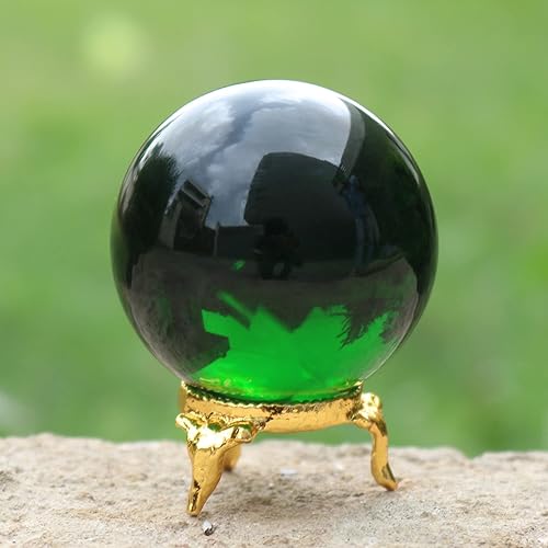 Miniatura 2 de GEMHUB Esfera de piedra de chakra de obsidiana curativa pulida natural para decoración y Feng Shui (obsidiana verde)