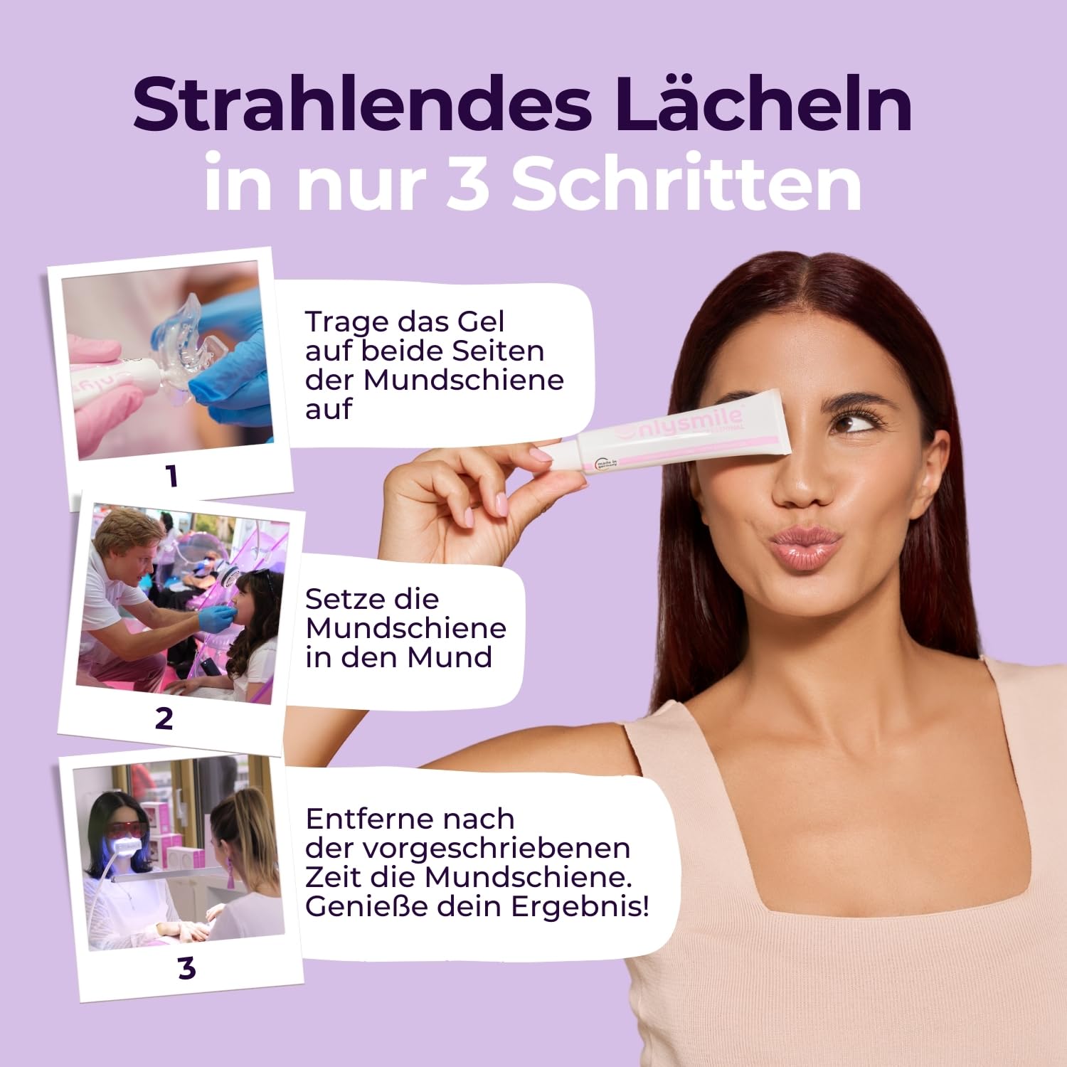 OnlySmile Confezione da 3 gel sbiancante per denti bianchi Vincitore del test 2024-2025 | 9+ sfumature in 5 giorni | Gel sbiancante vegano per sbiancamento dei denti | Sbiancamento dei denti a casa |