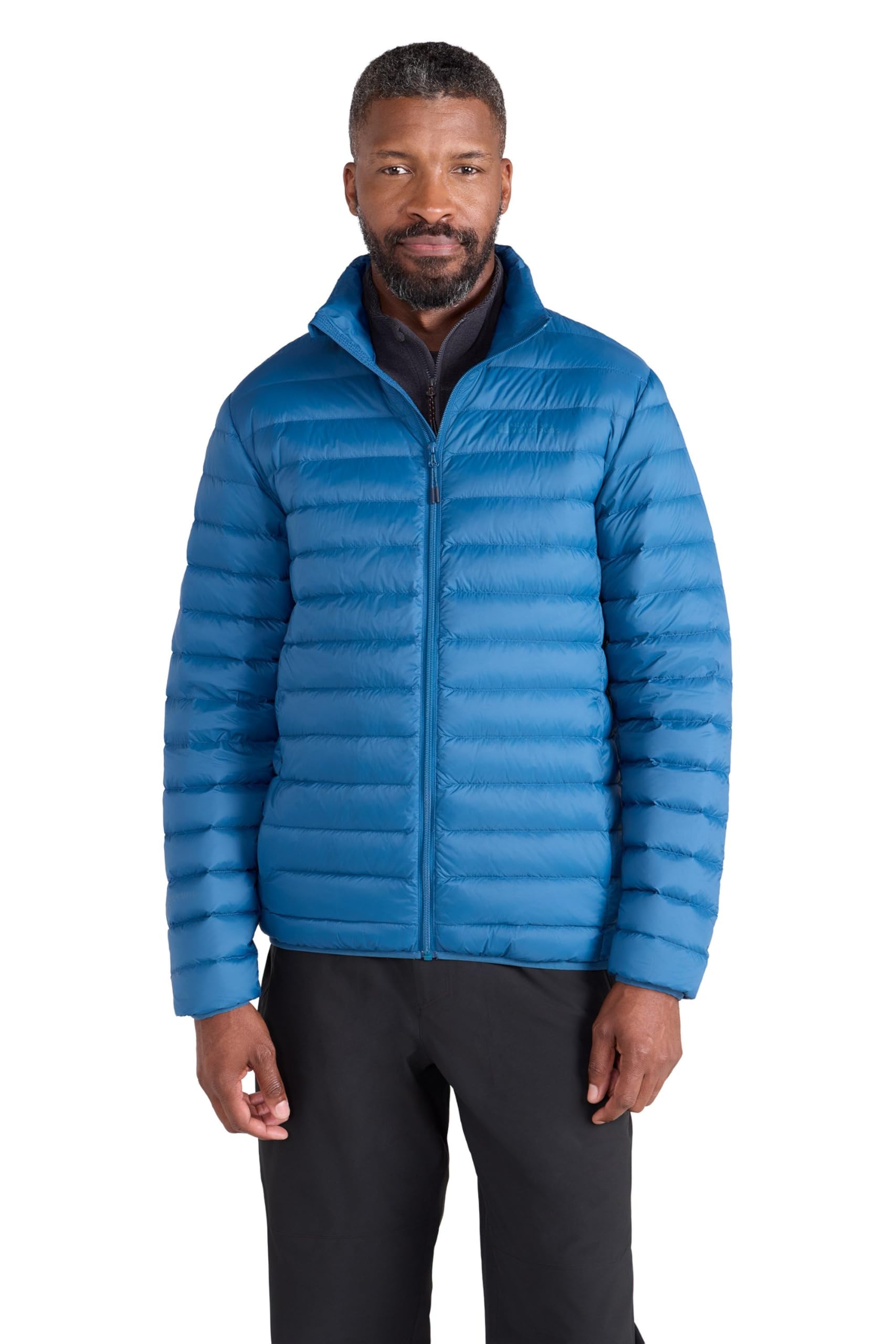 Mountain Warehouse Featherweight Mens Down Jacket - Lightweight Winter Puffer Coat, Easy Care, Packaway Bag, Water Resistant - For Camping, Travelling & Walking Blue 3XL