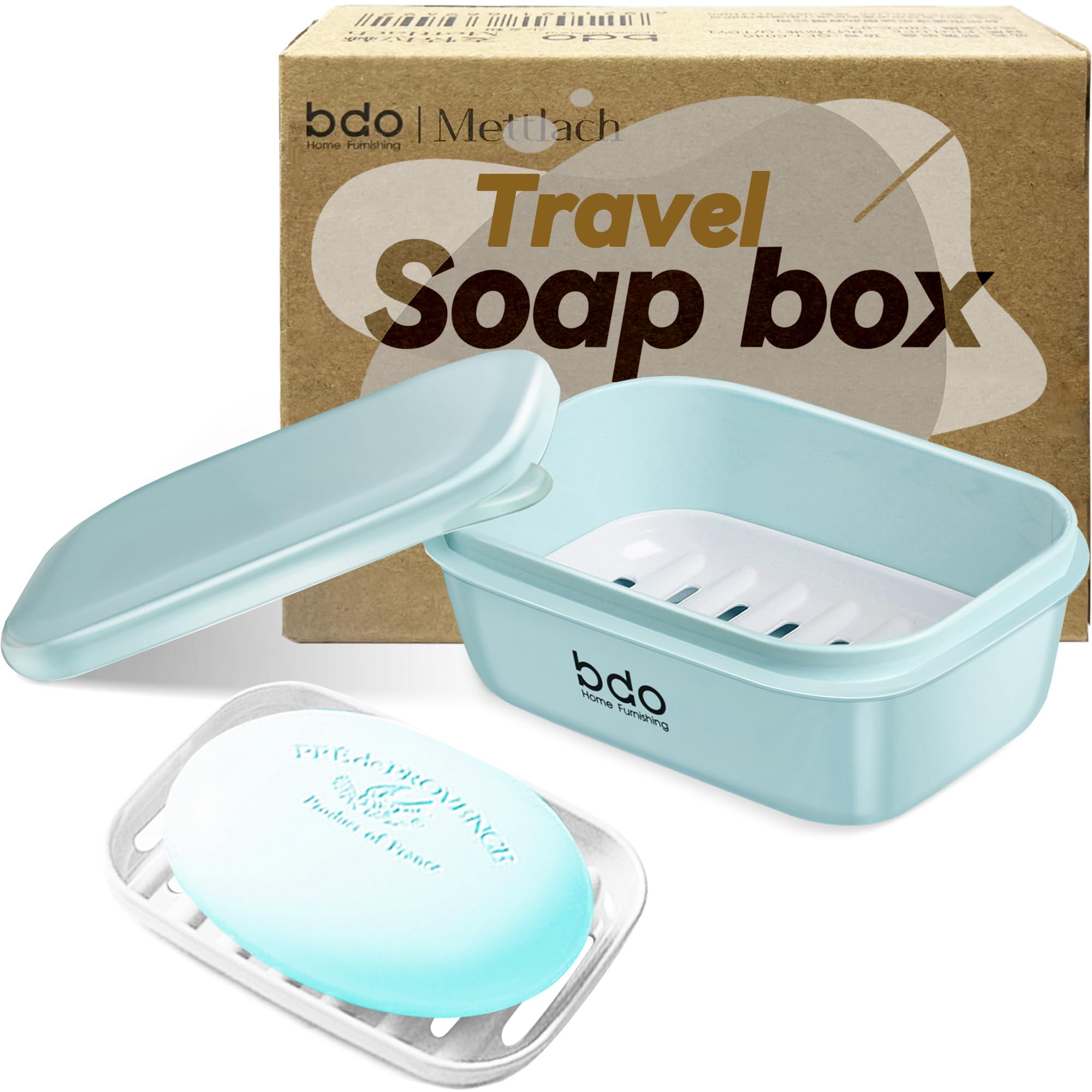 PEISAINOX Travel Soap Case with Lid,Leakproof Soap Holder with Drainage Layer, Travel Essentials Soap Containers, Portable Soap Bar Dish for Camping,