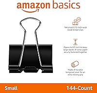 Vista 2 de Yaxa Basics - Clips resistentes para carpetas de oficina, 144 unidades (paquete de 12 de 12), pequeños, 0.75 pulgadas, negros