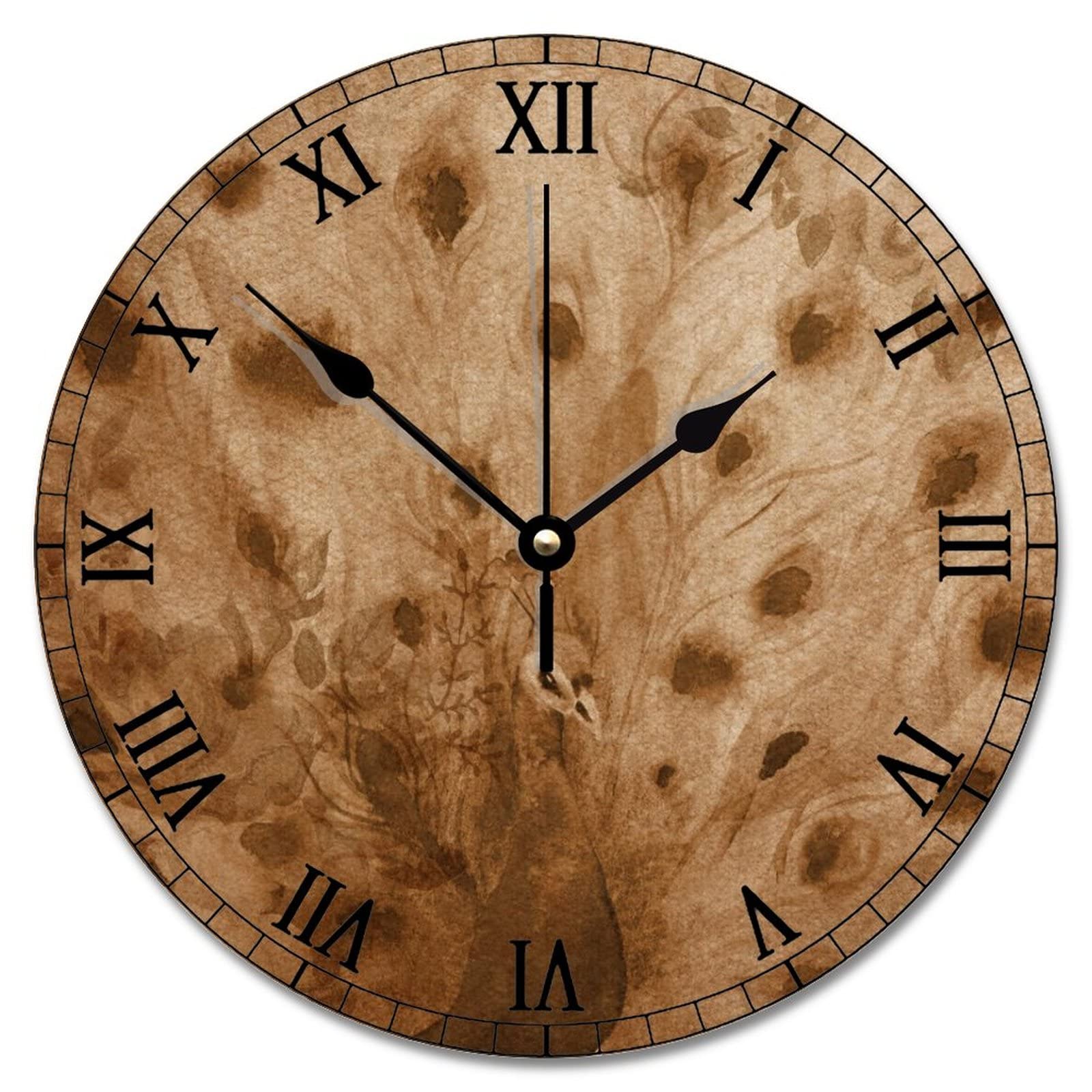 Horloge silencieuse paon pour chambre en finir avec le tic-tac