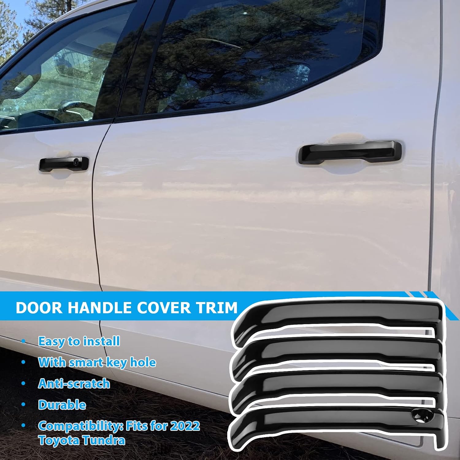 Exterior Door Handle Cover Compatible for 2022 2023 2024 2025 2026 Toyota Tundra Accessories Door Handle Protector for Tacoma 2024 2025 for 4Runner 2025 Gloosy Black