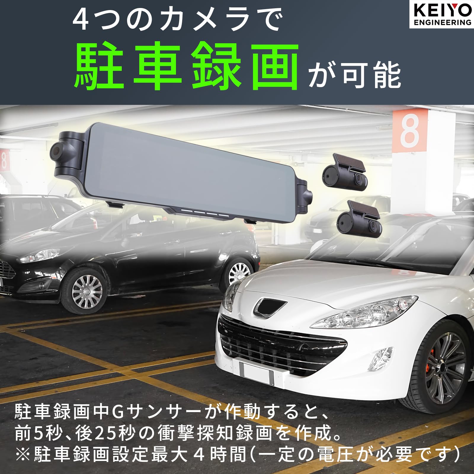 Amazon.co.jp: KEIYO【デジタルバックミラー】前後左右4カメラ