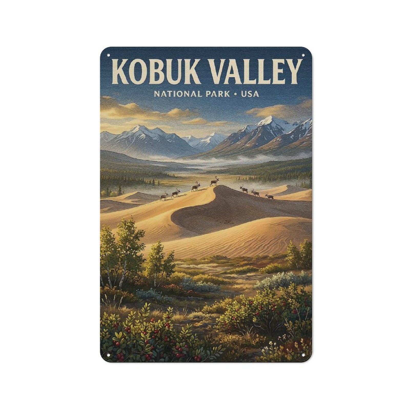 Junmoney Style-15 Tin Wall Plaque 30X20cm With Kobuk Valley National Park For Bar Or Restaurant, For Hospitality Decor Collectors