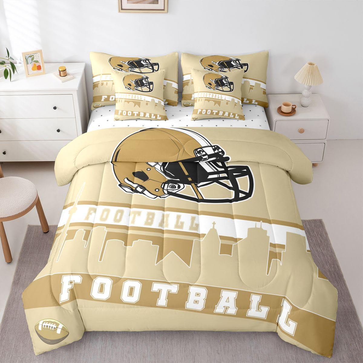 Erosebridal Football 7 Pcs Comforter Set Football Fans Bedding Full