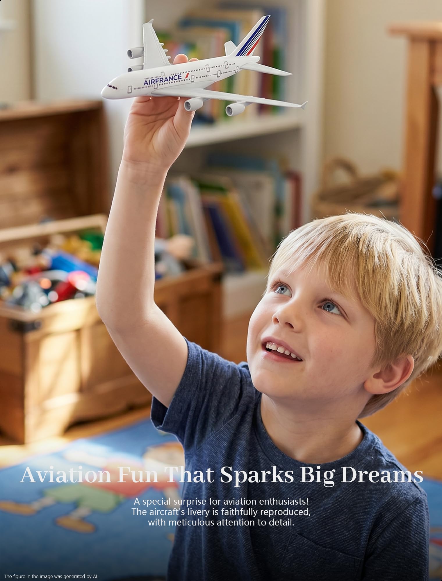 Airbus A380 Air France 1/400 Modelo de Avión de Metal Fundido a Presión con Soporte Sky Jumbo Modelo de Avión de Pasajeros Kit de Modelo Coleccionable de Aleación para Regalo