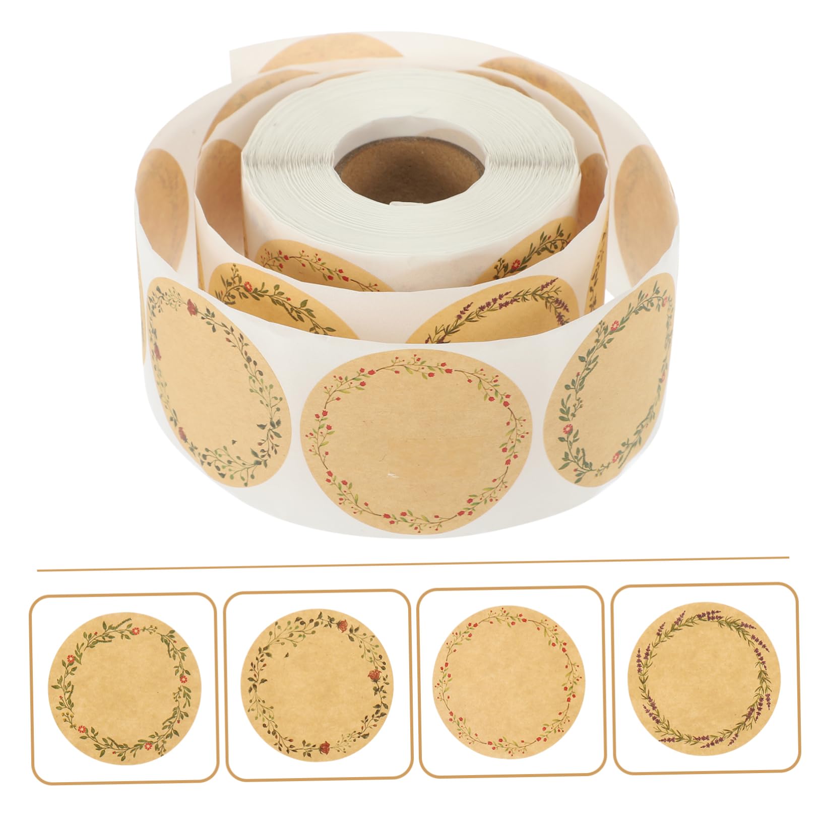 Lurrose 4 Rollen Blumenetikettenaufkleber versiegelbar Schild Punkt Briefe Alphabet klebrig geschenktüten deko -Siegelaufkleber aus Papier Umschlagaufkleber Kraftpapier