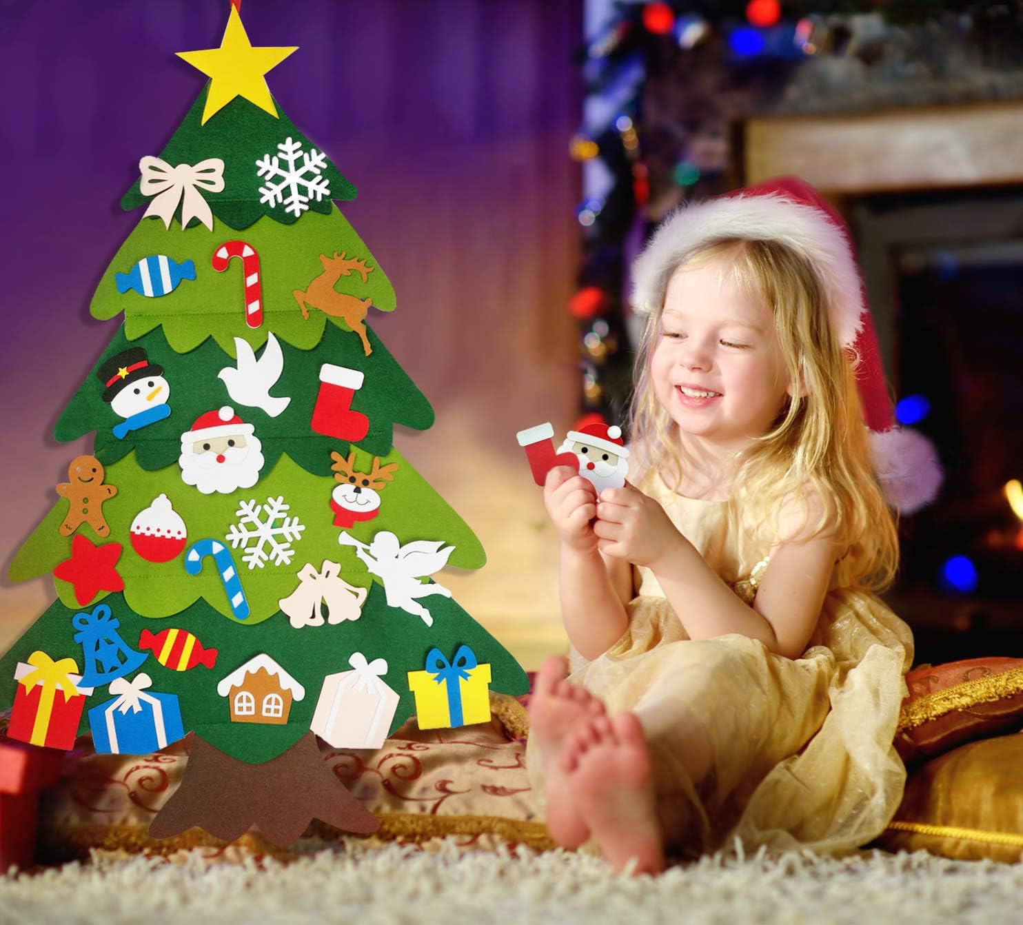 Felt Christmas Tree -3.3 FT 3D DIY Set for Kids with 25Pcs Xmas Gifts Ornament Decor, Wall Hanging Christmas Tree Decorations