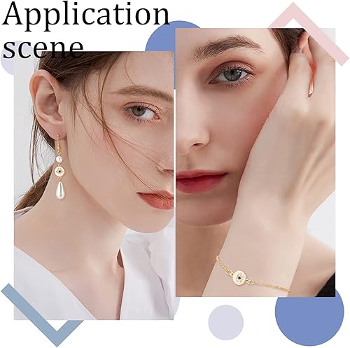 Miniatura 6 de Beebeecraft 8 dijes de ojo turco de 2 colores chapados en oro de 18 quilates y platino, cuentas de cristal turco de ojo turco para hacer joyas de