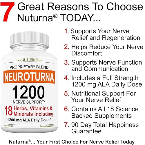 Miniatura 2 de Suplemento de apoyo a la neuropatía con 1200 mg de ácido alfa lipoico puro, fórmula nerviosa de máxima fuerza para fortalecer los nervios en los