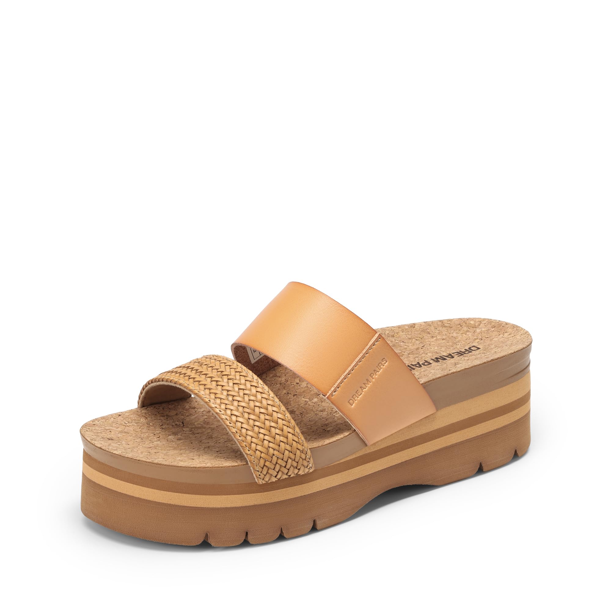 DREAM PAIRS Women's Platform Slides Sandals Comfortable Arch Support Two Strap Slip On Fashion Beach Wedge Sandals