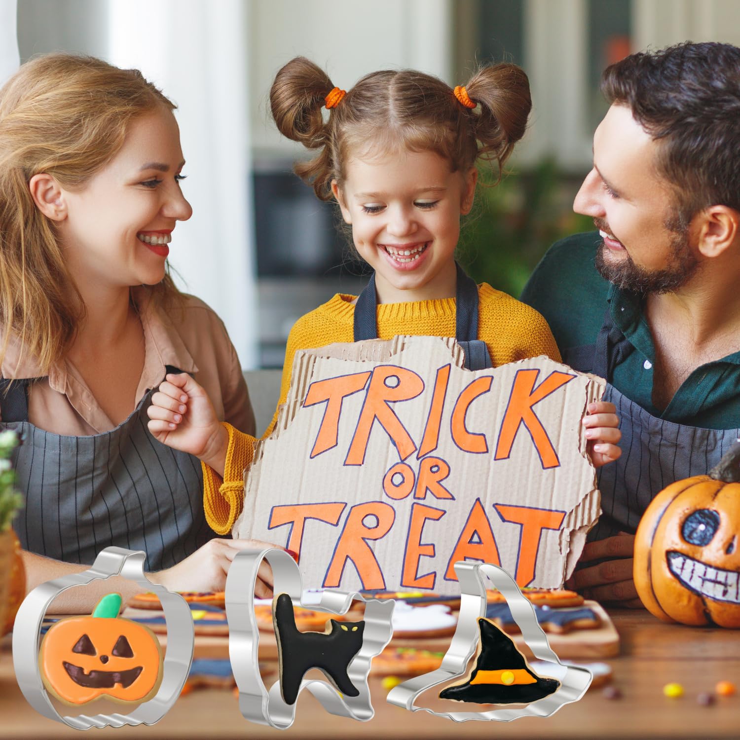 Stampo per biscotti per Halloween, 5 pezzi, in acciaio inox, motivo: zucca ragno, fantasmi, pipistrello, gatto, per torte, pasticceria, biscotti, fondente