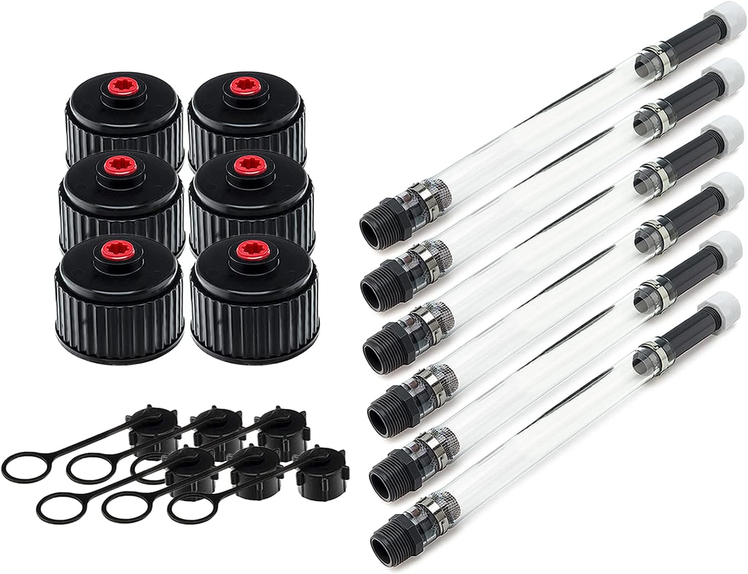 VP Racing Fuels 3044 Deluxe Filler Hose (6 Pack) with 3042 Utility Jug Cap (6 Pack) and 3045 Replacement Vent Cap (6 Pack) - Fits VP Racing Fuels Utility Jugs, Motorsport and Sportsman Containers