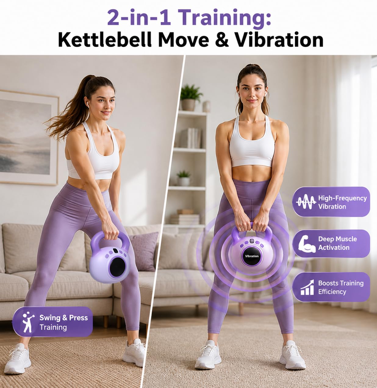 Kettlebell Vibrante Elettrico 1,4 kg con Livelli Regolabili
