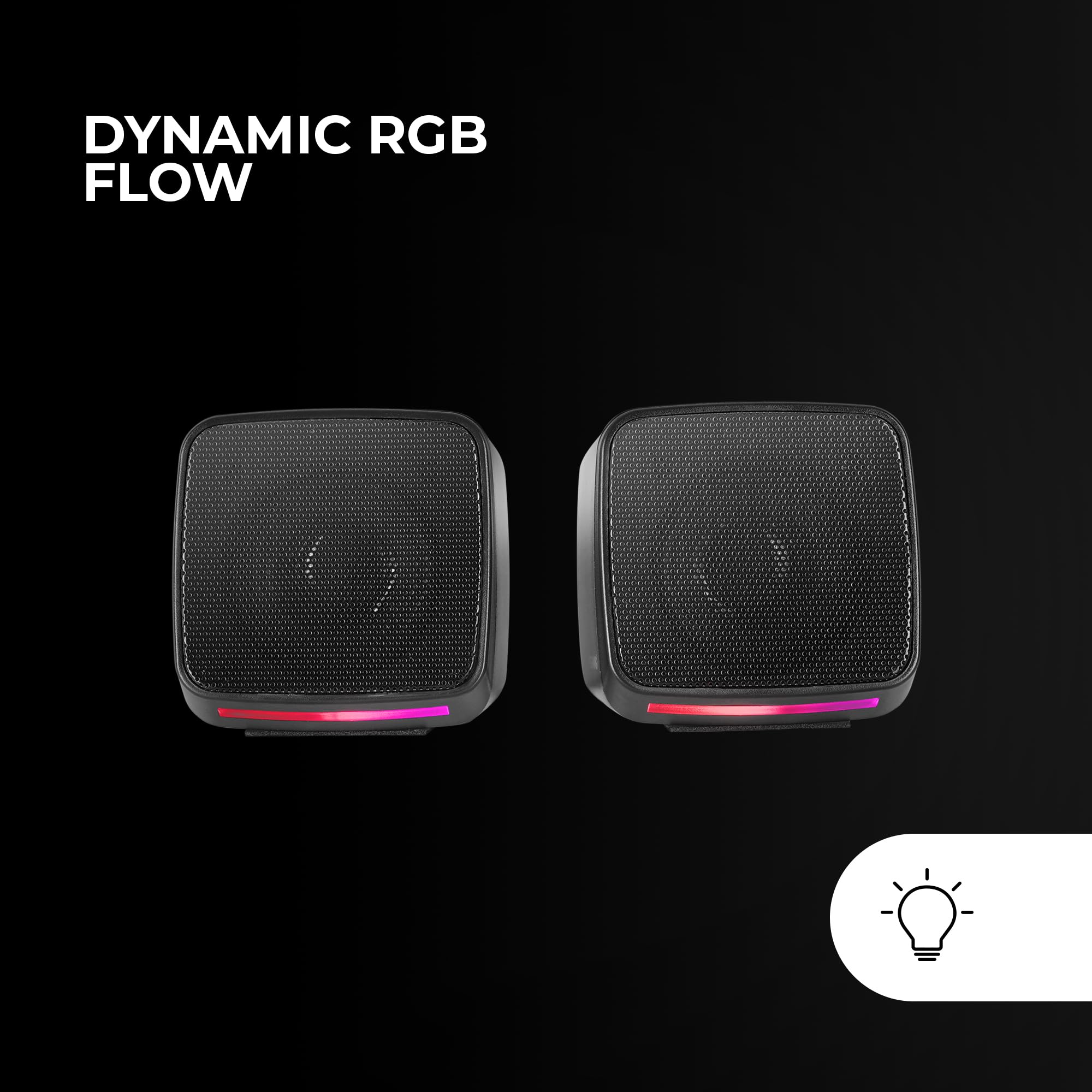 MARSGAMING MS-PRO, Altoparlanti Compatti 10W, RGB Flow Dinamica, Altoparlante PC con Controllo del Volume e Ingresso Jack 3.5mm, Altoparlanti Gaming Compatibili PC/Mac/Smartphone/Tablet, Nero