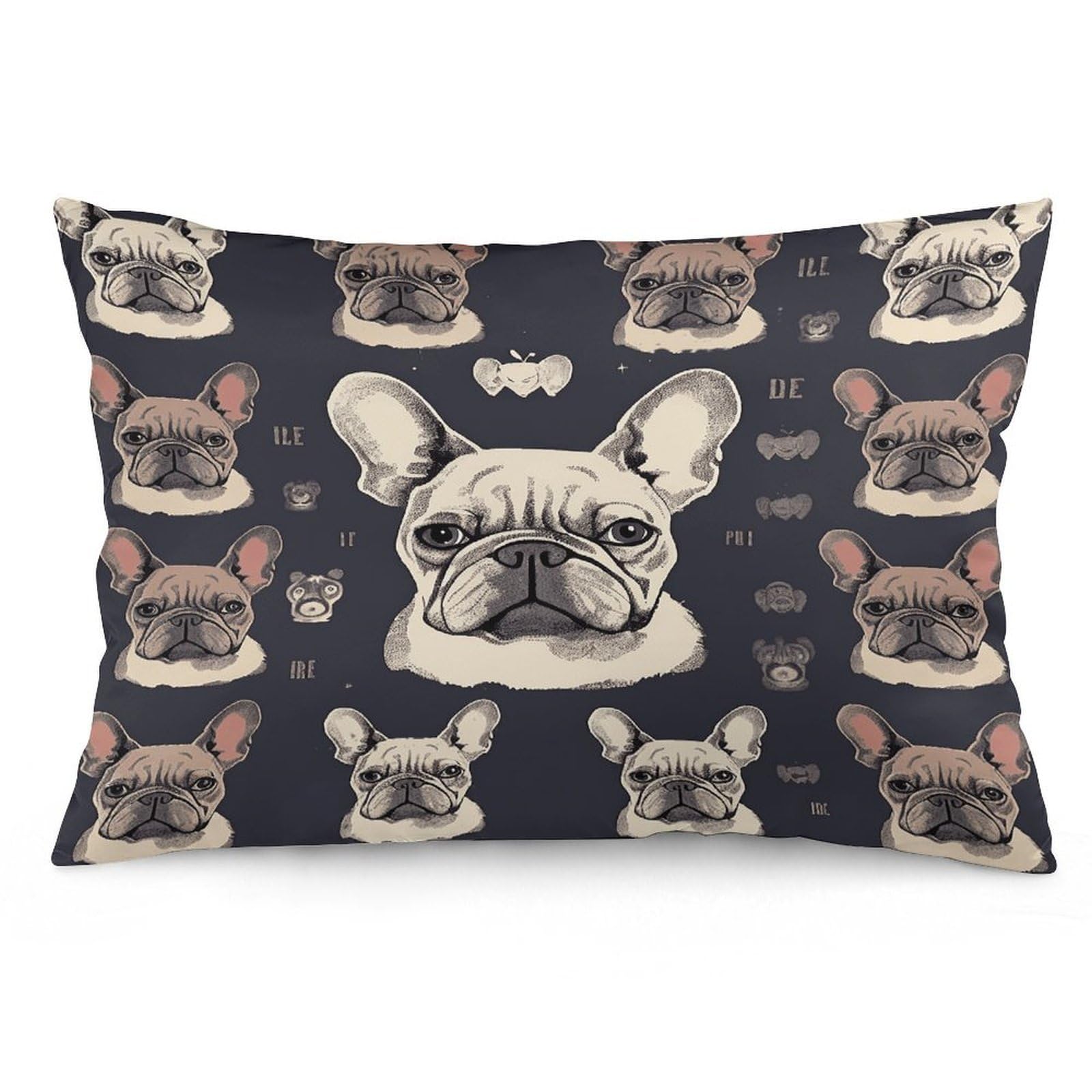 I Love French Bulldog Throw Pillow Cover Soft Pillow Case Decorative Lumbar Pillow Cover Cozy Throw Pillowcase Polyester Rectangular Cushion Case Decor for Couch Sofa Bed