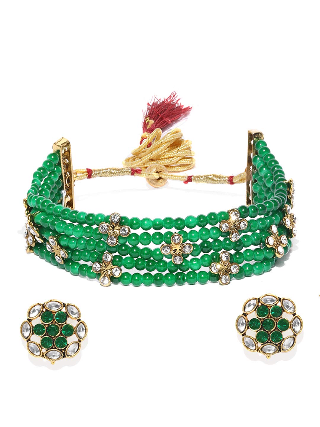 ZAVERI PEARLS Fashionable Green Beads Choker Jewellery Set For Women-ZPFK9107 (B084JMVTT3) Amazon Price History, Amazon Price Tracker