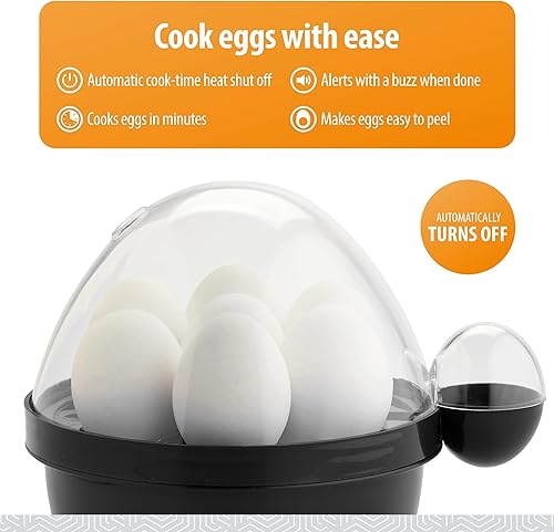 Miniatura 4 de Toastmaster Olla eléctrica rápida para huevos con apagado automático, capacidad de 7 huevos para huevos suaves, medianos y duros, bandeja para