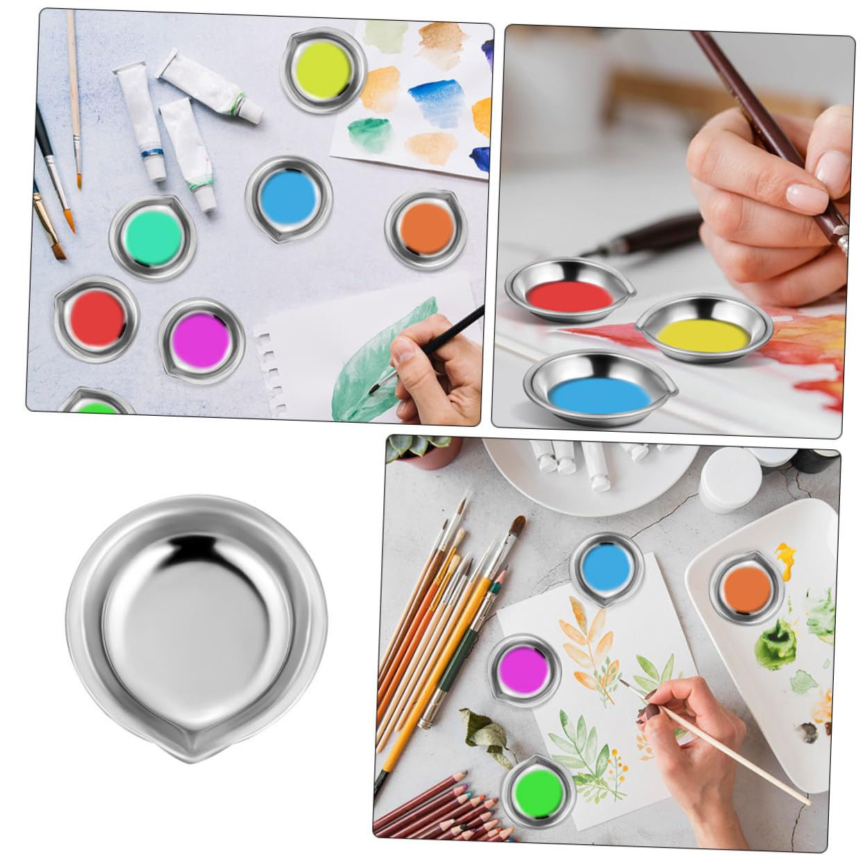 NUOBESTY 90 Piezas Paleta De Acero Inoxidable Paleta De Mezcla De Colores Paleta De Acuarela Paleta De Pintura Bandeja De Mezcla De Colores Paleta De Metal Paleta De Mezcla De Esmalte De