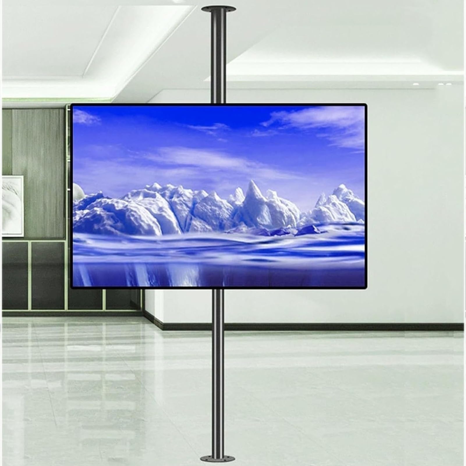 Supporto TV a soffitto Regolabile, inclinabile e Girevole, Telaio Girevole a 360 Gradi, Supporto da Pavimento, divisorio, Rack Girevole, Mobile TV Girevole, Base gi,60-85cm