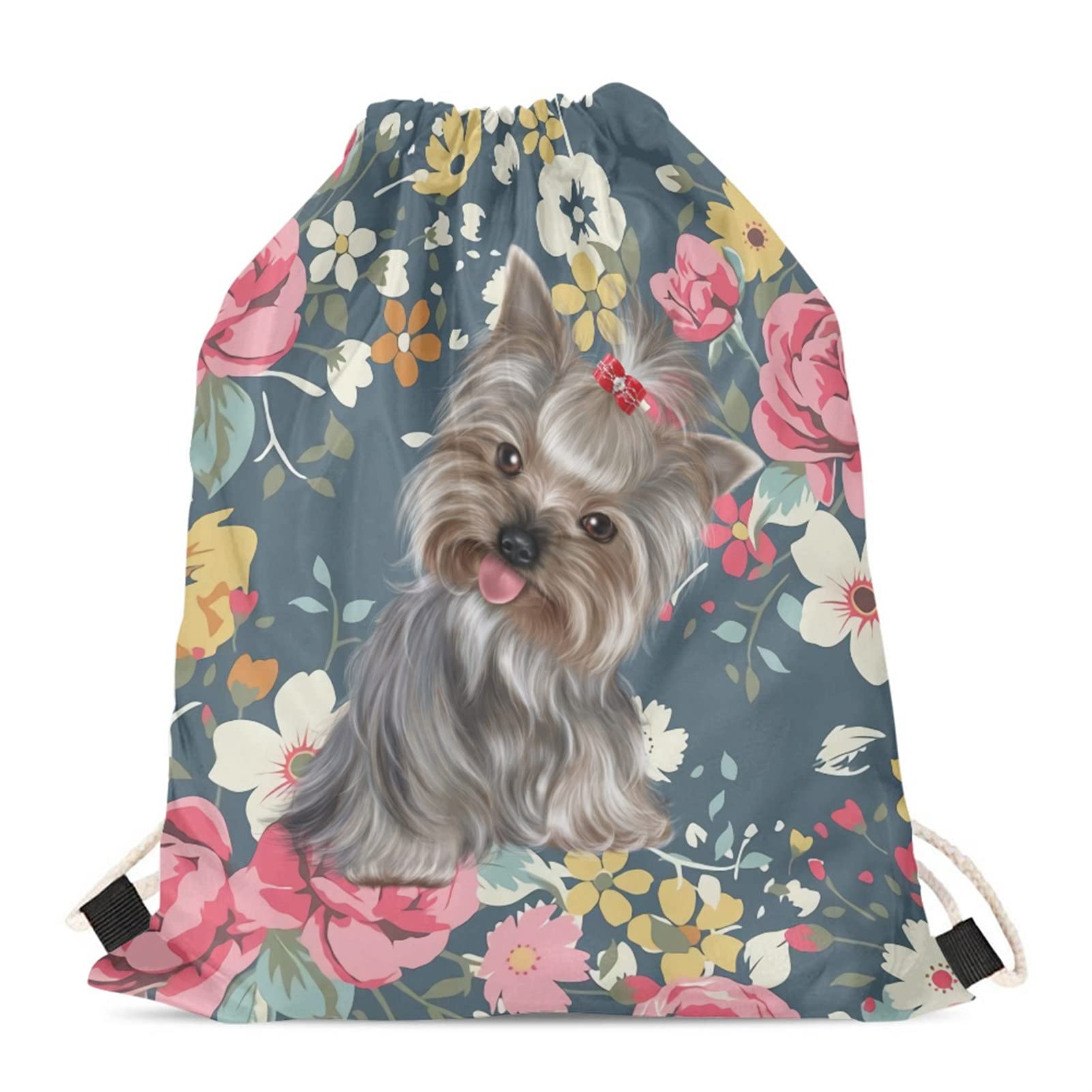HELLHERO Yorkshire Terrier Draw String Bags Portable PE Bag Drawstring Backpack Cinch Sackpack for Picnic Gym Sport Beach Travel Storage Camping Hiking — image 1