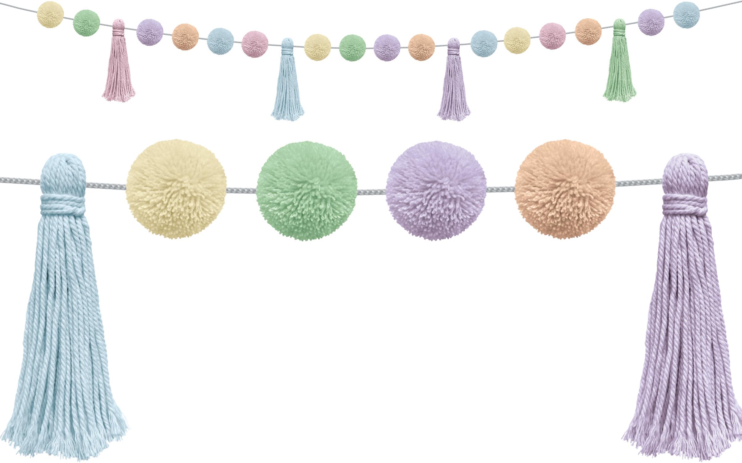 Teacher Created Resources Pastel Pop Pom-Poms and Tassels Garland (TCR9207)