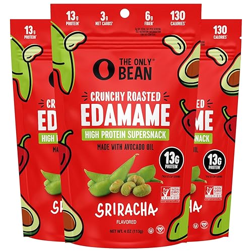 The Only Bean Crunchy Roasted Edamame Snack (Sriracha), High Protein