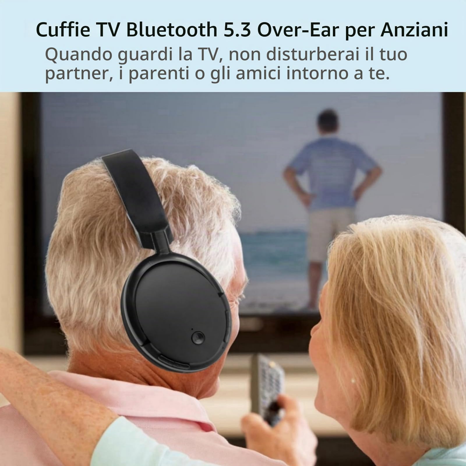 PROW Cuffie Bluetooth 5.3 Over-Ear con Funzione Radio, Cuffie TV Senza Fili Leggere per Anziani, 30 Ore di Riproduzione, Supporto Uscita Audio Coassiale Ottica RCA AUX USB