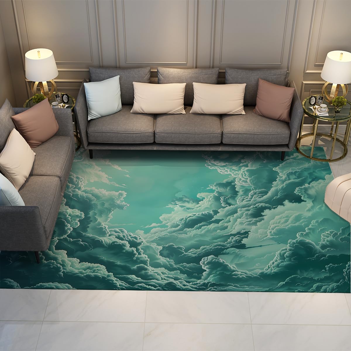 Tapis abstrait nuage zone ciel 120x150 cm au design moderne et finitions haut de gamme